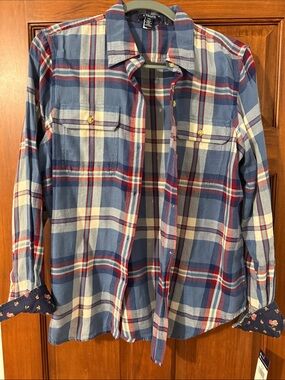 Chaps Red, Blue & White Plaid Button-Down Shirt
